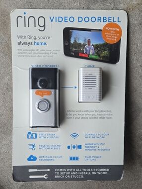 New - Ring Video Doorbell  with White Chime